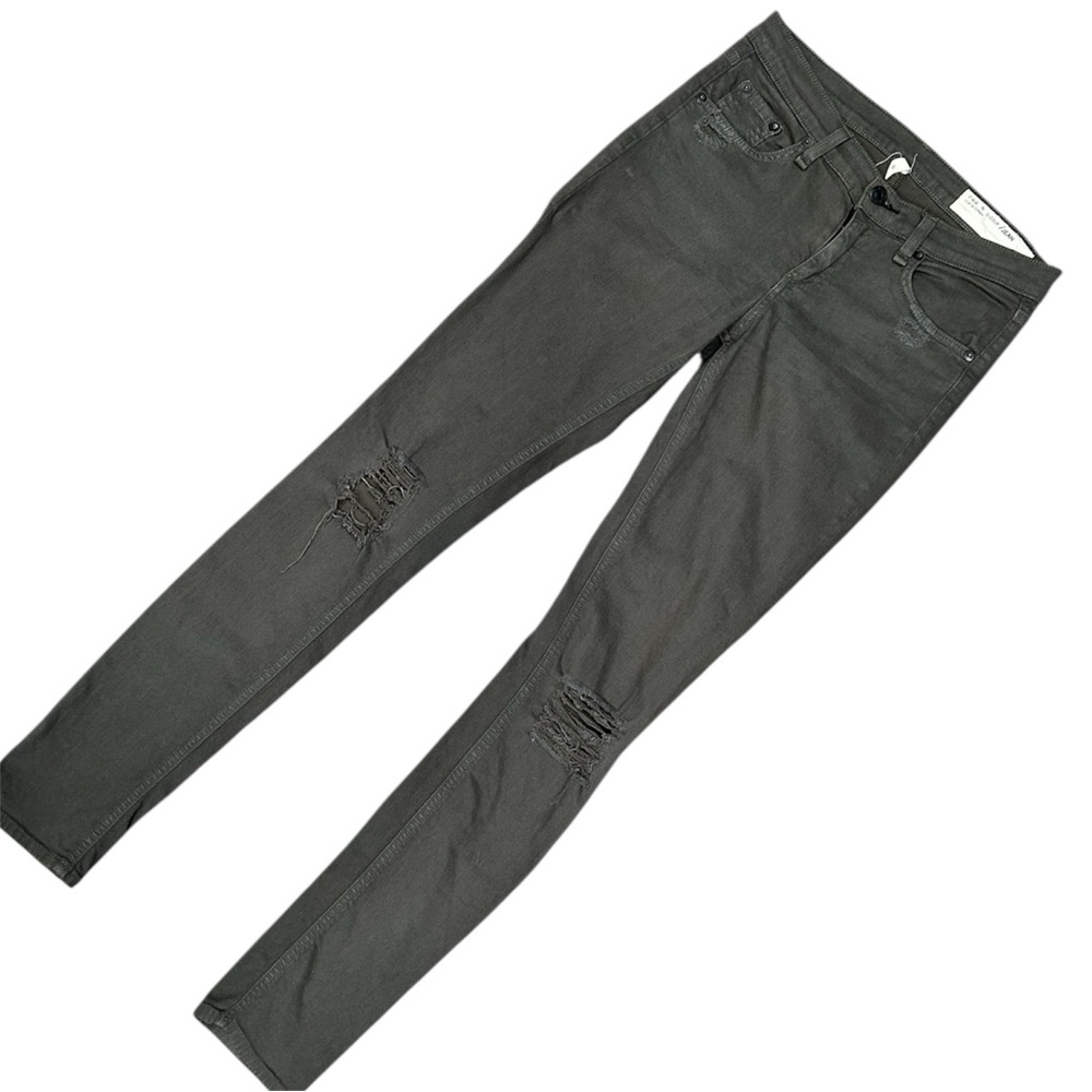 Rag & Bone Jeans Intermix Skinny  Distressed Knee Size 26 Denim Dark Green